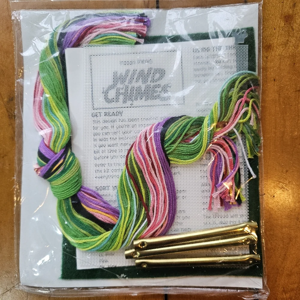 Vintage Counted Cross Stitch Frog Windchime Craft Kit